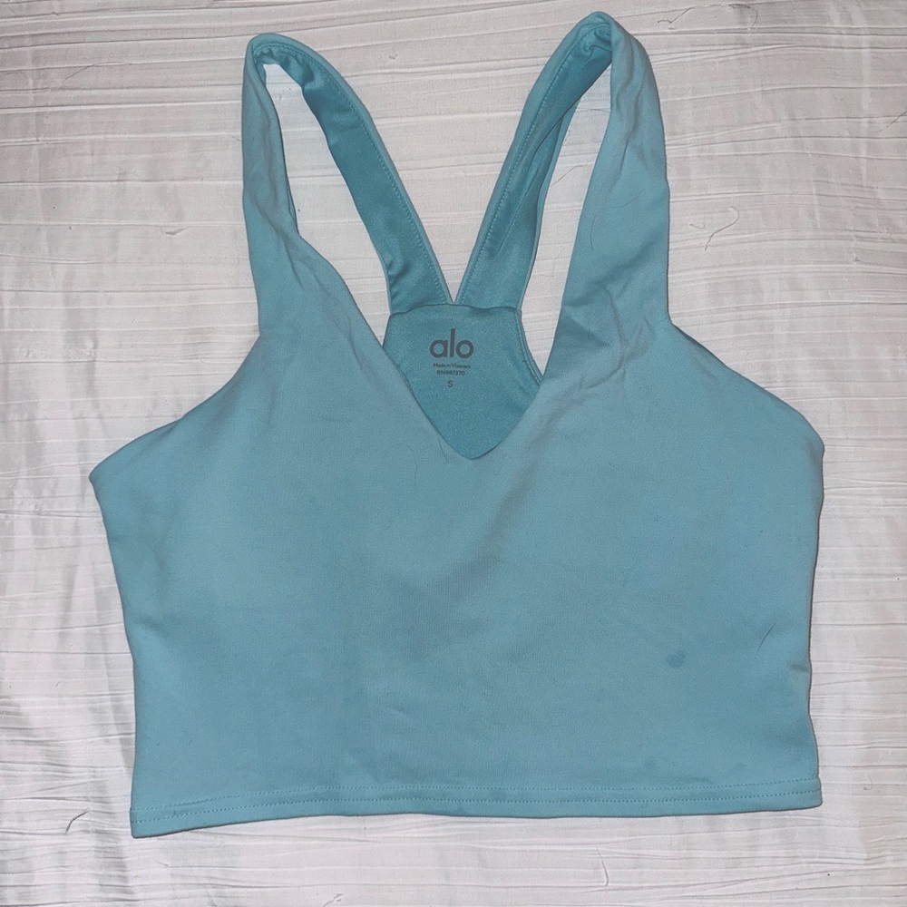 Alo Yoga Airbrush Real Bra Tank in Blue Quartz